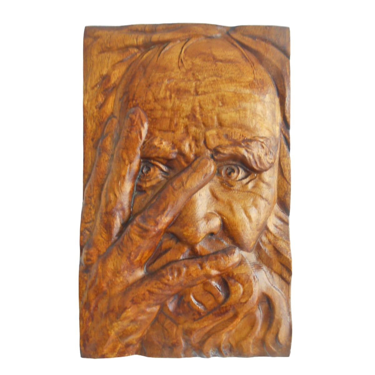 wood carved old man spirit face wall hanging wooden art decor sculpture figurine