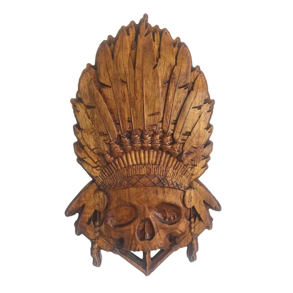 gitzzy wood carved wall art decor sculpture native american skull with feathers home page
